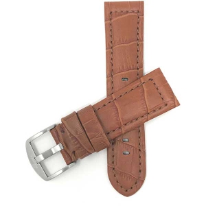 Bandini Wide Mens Alligator Pattern Leather Smart Watch Band Strap For Garmin Venu Sq - 20mm, Tan