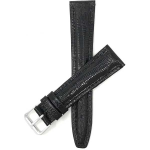 Bandini Glossy Leather Lizard Pattern Smart Watch Band Strap For Garmin Venu Sq - 20mm, Black / Silver Buckle