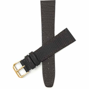 Bandini Womens Slim Leather Lizard Pattern Smart Watch Band Strap For Garmin Venu Sq - 20mm, Brown / Gold Buckle