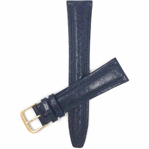 Bandini Womens Glossy Padded Leather Lizard Pattern Smart Watch Band Strap For Garmin Venu Sq - 20mm, Blue / Gold Buckle