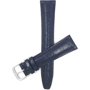 Bandini Womens Glossy Padded Leather Lizard Pattern Smart Watch Band Strap For Garmin Venu Sq - 20mm, Blue / Silver Buckle