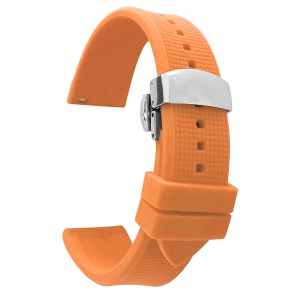 Bandini Waterproof Soft Rubber Silicone Deployment Smart Watch Band Strap For Garmin Forerunner, Vivoactive 4 - 22mm, Orange