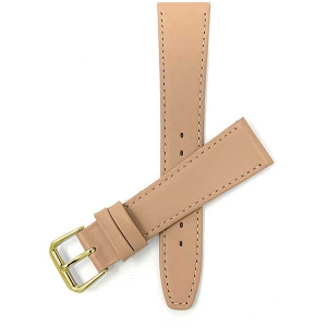Bandini Classic Thin Leather Smart Watch Band Strap, Stitch For Garmin Venu Sq - 20mm, dark-beige / Gold Buckle