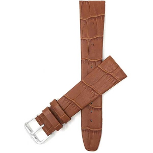 Bandini Semi-Glossy Flat Leather Alligator Pattern Smart Watch Band Strap For Garmin Venu Sq - 20mm, Tan / Silver Buckle