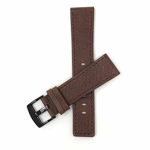 Bandini Square Tip Leather Smart Watch Band Strap For Garmin Forerunner, Vivoactive 4 - 22mm, Brown / Black Buckle
