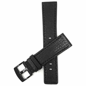 Bandini Square Tip Leather Smart Watch Band Strap For Garmin Forerunner, Vivoactive 4 - 22mm, Black / Black Buckle