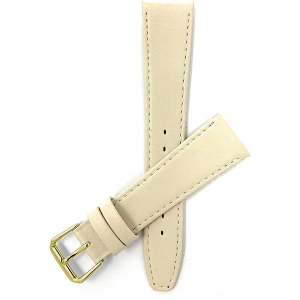 Bandini Classic Thin Leather Smart Watch Band Strap, Stitch For Garmin Forerunner, Vivoactive 4 - 22mm, Beige / Gold Buckle