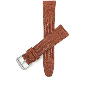 Bandini Flat Leather Texas Teju Pattern Smart Watch Band Strap For Garmin Venu Sq - 20mm, Tan / Silver Buckle