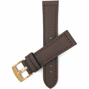 Bandini Thick Racer Style Mens Leather Smart Watch Band Strap For Garmin Venu Sq - 20mm, Brown / Gold Buckle