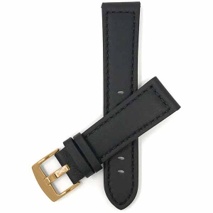 Bandini Thick Racer Style Mens Leather Smart Watch Band Strap For Garmin Venu Sq - 20mm, Black / Gold Buckle