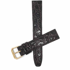 Bandini Womens Slim Leather Lizard Pattern Glossy Smart Watch Band Strap For Garmin Venu Sq - 20mm, Brown / Gold Buckle