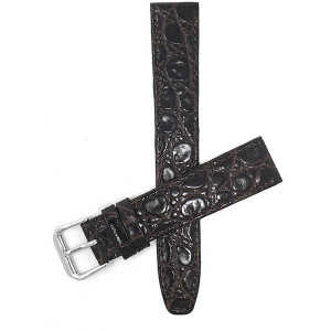 Bandini Womens Slim Leather Lizard Pattern Glossy Smart Watch Band Strap For Garmin Venu Sq - 20mm, Brown / Silver Buckle