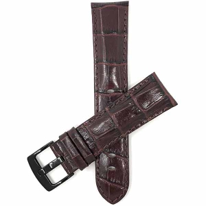 Bandini Mens Leather Alligator Pattern Smart Watch Band Strap For Garmin Venu Sq - 20mm, Brown / Black Buckle