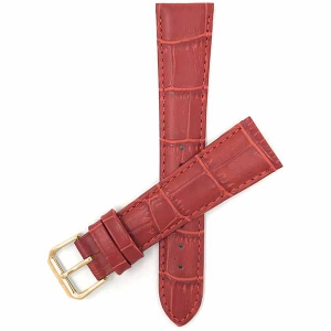 Bandini Womens Leather Alligator Pattern Smart Watch Band Strap For Garmin Venu Sq - 20mm, Red / Gold Buckle