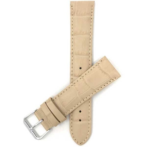 Bandini Womens Leather Alligator Pattern Smart Watch Band Strap For Garmin Venu Sq - 20mm, Beige / Silver Buckle
