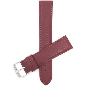 Bandini Womens Semi-Padded Leather Smart Watch Smart Watch Band Strap, Stitch For Garmin Venu Sq - 20mm, Red / Silver Buckle