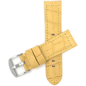 Bandini Wide Mens Alligator Pattern Leather Smart Watch Band Strap For Garmin Venu Sq - 20mm, Yellow