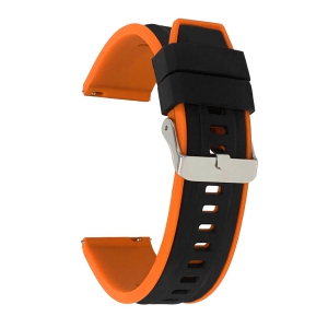 Bandini Quick Release Two-Tone Rubber Silicone Smart Watch Strap For Garmin Forerunner, Vivoactive 4 - 22mm, Black / Orange / Silver Buckle