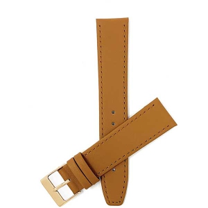 Bandini Classic Thin Leather Smart Watch Band Strap, Stitch For Garmin Forerunner, Vivoactive 4 - 22mm, Tan / Gold Buckle