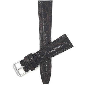 Bandini Womens Glossy Padded Leather Lizard Pattern Smart Watch Band Strap For Garmin Venu Sq - 20mm, Brown / Silver Buckle