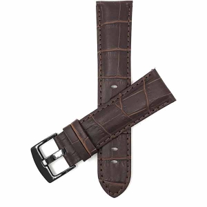 Bandini Mens Leather Alligator Pattern Smart Watch Band Strap For Michael Kors Access Runway - 18mm, Brown / Black Buckle