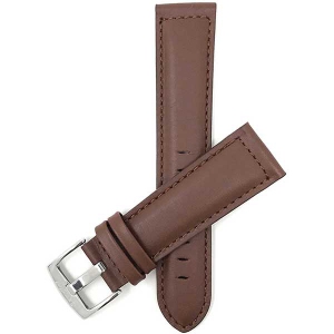 Bandini Mens Padded Leather Smart Watch Band Strap For Mobvoi Ticwatch E2, S2, Pro, Pro 3 - 22mm, Light Brown / Silver Buckle