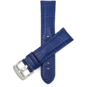 Bandini Mens Leather Alligator Pattern Smart Watch Band Strap For Michael Kors MKGO - 20mm, Blue / Silver Buckle