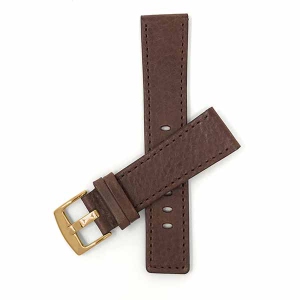 Bandini Square Tip Leather Smart Watch Band Strap For Garmin Forerunner, Vivoactive 4 - 22mm, Brown / Gold Buckle