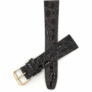 Bandini Womens Slim Leather Crocodile Pattern Smart Watch Band Strap For Garmin Venu Sq - 20mm, Brown / Gold Buckle