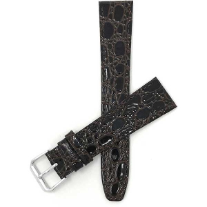 Bandini Womens Slim Leather Crocodile Pattern Smart Watch Band Strap For Garmin Venu Sq - 20mm, Brown / Silver Buckle