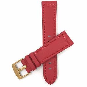Bandini Thick Racer Style Mens Leather Smart Watch Band Strap For Sunnto 9, Suunto 7 - 22mm, Red / Gold Buckle