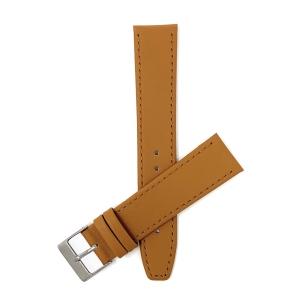 Bandini Classic Thin Leather Smart Watch Band Strap, Stitch For Garmin Forerunner, Vivoactive 4 - 22mm, Tan / Silver Buckle