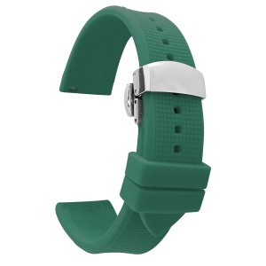 Bandini Waterproof Soft Rubber Silicone Deployment Smart Watch Band Strap For Skagen Falster 2 and 3, Jorn - 22mm, Green