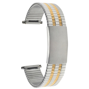 Bandini Adjustable Length Stretch Smart Watch Strap, Expansion Band For Withings Nokia Scanwatch, Steel HR 36mm, Move ECG - 18mm, Silver / Gold
