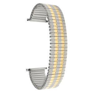 Bandini Mens Expansion Smart Watch Band, Metal Stretch Strap For Withings Nokia Scanwatch, Steel HR 36mm, Move ECG - 18mm, Silver / Gold