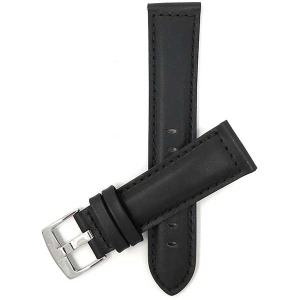 Bandini Mens Padded Leather Smart Watch Band Strap For Moto360 Gen 3 (46mm) - 22mm, Black / Silver Buckle