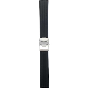 Bandini Black Rubber Silicone Deployment Smart Watch Band Strap For Amazfit Bip, U, S, Lite, GTR 42mm, GTS - 20mm, Black