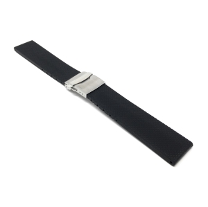 Bandini Soft Black Rubber Replacement Tread Smart Watch Band Strap, Deployment Clasp For Skagen Falster 2 and 3, Jorn - 22mm, Black