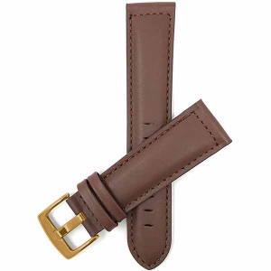 Bandini Mens Padded Leather Smart Watch Band Strap For Fossil Gen 6 (44mm), Gen 5 Julianna, Carlyle, Collider, Neutra, Everett, Retro Pilot - 22mm, Light Brown / Gold Buckle