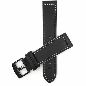 Bandini Mens Thick Two-Tone Leather Racing Smart Watch Band Strap For Fossil Gen 6 (44mm), Gen 5 Julianna, Carlyle - 22mm, Black / White / Black Buckle