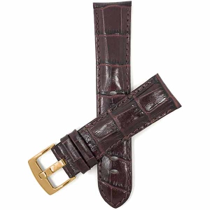 Bandini Mens Leather Alligator Pattern Smart Watch Band Strap For Michael Kors Bradshaw - 22mm, Brown / Gold Buckle