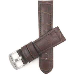 Bandini Wide Mens Alligator Pattern Leather Smart Watch Band Strap For Withings Nokia Steel HR 40mm, Horizon - 20mm, Brown