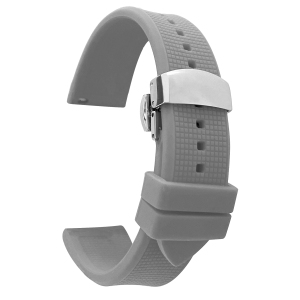 Bandini Waterproof Soft Rubber Silicone Deployment Smart Watch Band Strap For Amazfit GTR 47mm, GTR2, GTR 2e and Stratos - 22mm, Grey