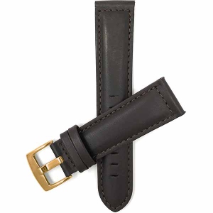 Bandini Mens Padded Leather Smart Watch Band Strap For Sunnto 9, Suunto 7 - 22mm, Brown / Gold Buckle
