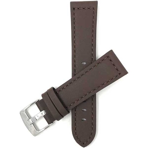 Bandini Thick Racer Style Mens Leather Smart Watch Band Strap For Garmin Venu Sq - 20mm, Brown / Silver Buckle