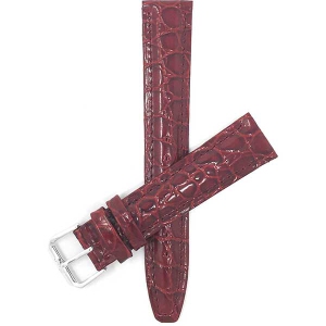 Bandini Womens Glossy Padded Leather Lizard Pattern Smart Watch Band Strap For Garmin Venu Sq - 20mm, Burgundy / Silver Buckle