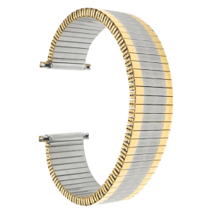 Bandini Mens Expansion Smart Watch Band, Stainless Steel Stretch Strap For Withings Nokia Scanwatch, Steel HR 36mm, Move ECG - 18mm, Silver / Gold