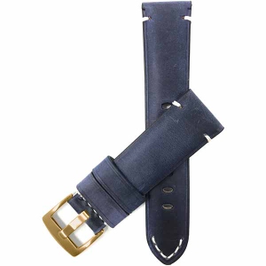 Bandini Mens Distressed Vintage Leather Smart Watch Band Strap For Michael Kors Bradshaw - 22mm, Blue / Gold Buckle