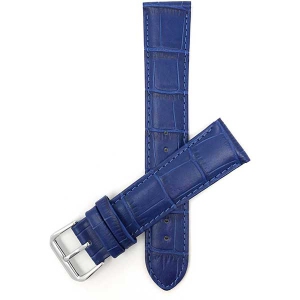 Bandini Womens Leather Alligator Pattern Smart Watch Band Strap For Garmin Venu Sq - 20mm, Blue / Silver Buckle