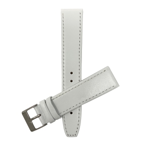 Bandini Classic Thin Leather Smart Watch Band Strap, Stitch For Garmin Forerunner, Vivoactive 4 - 22mm, White / Silver Buckle